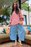 Nonni Gingham Bell Sleeve Peasant Blouse Jam